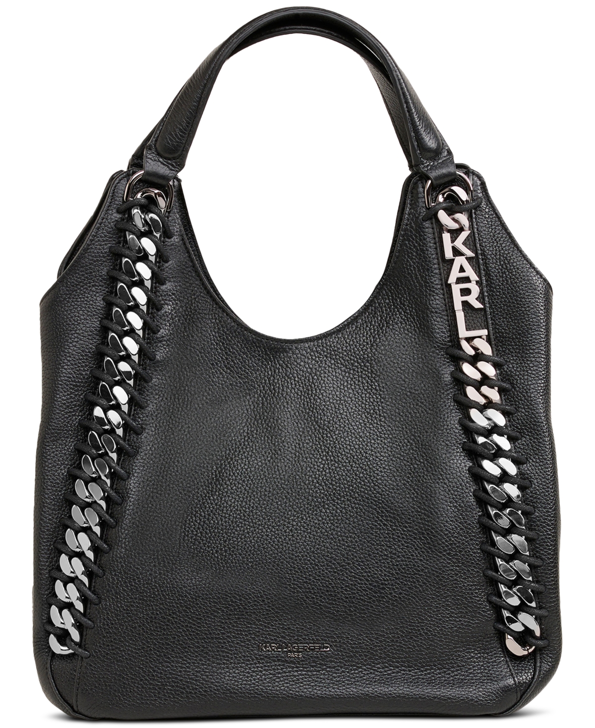 Karl Lagerfeld Gaelle Large Leather Tote In Silver