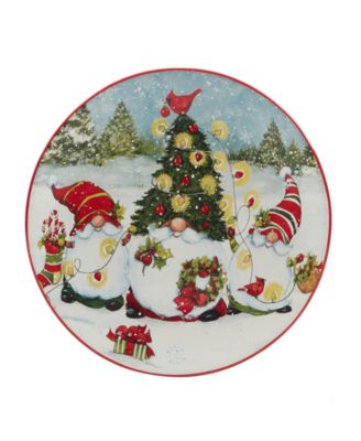 Christmas Gnomes 9" Dessert Plates Set of 4, Service for 4