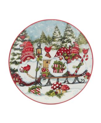 Christmas Gnomes 9" Dessert Plates Set of 4, Service for 4