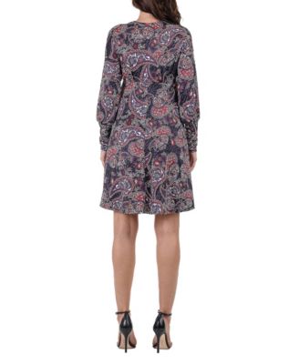 Women's Paisley Long Sleeve Cocktail Dress