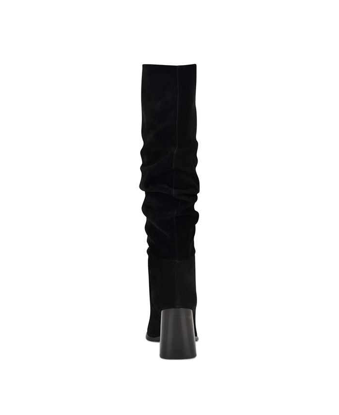NINE WEST Stivali Domaey Alti Al Ginocchio Donna - Tacco Blocco 7,5 Cm, Punta Quadrata, Nero, Taglia 38.5 EU
