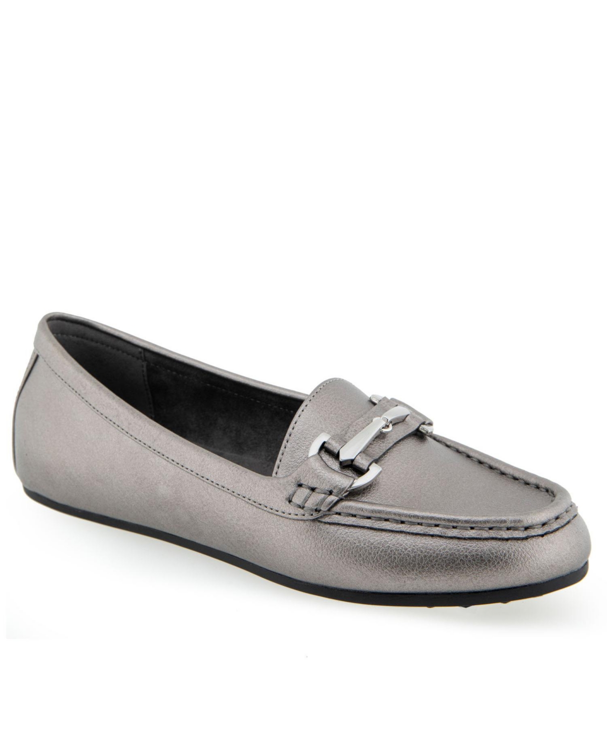 Shop Aerosoles Women's Day Drive Loafers In Graphite Polyurethane Leather