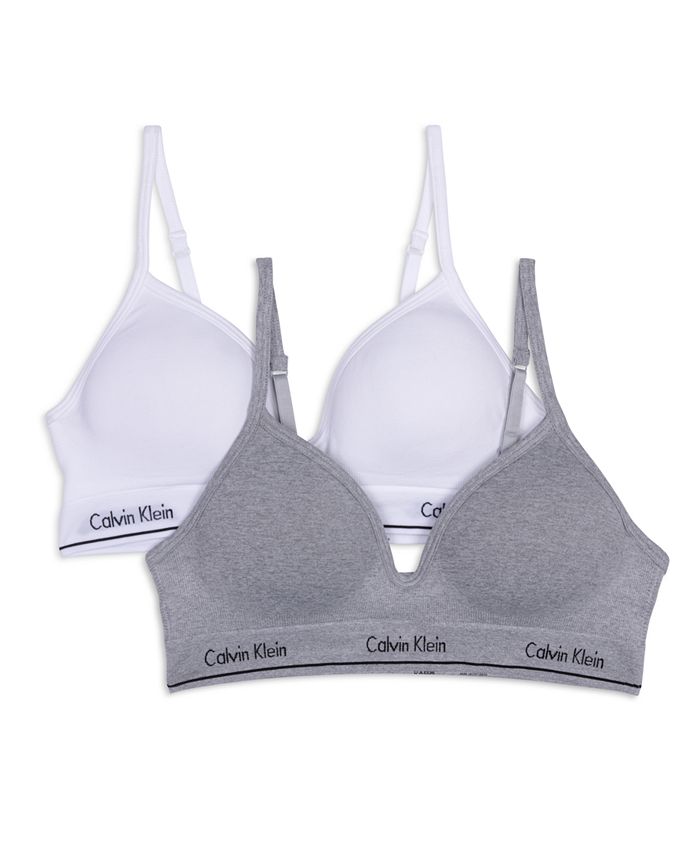 Calvin Klein Girls Seamless Bralette 3 Pack, Heather Grey/Black