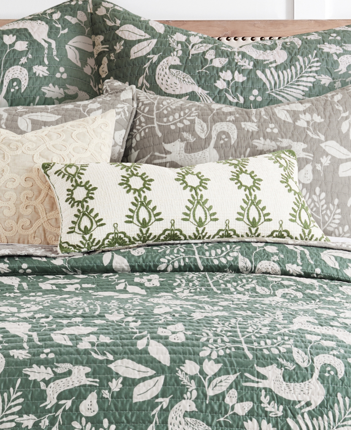 Levtex Bretton WoodsEmbroidered Pillow, - Green