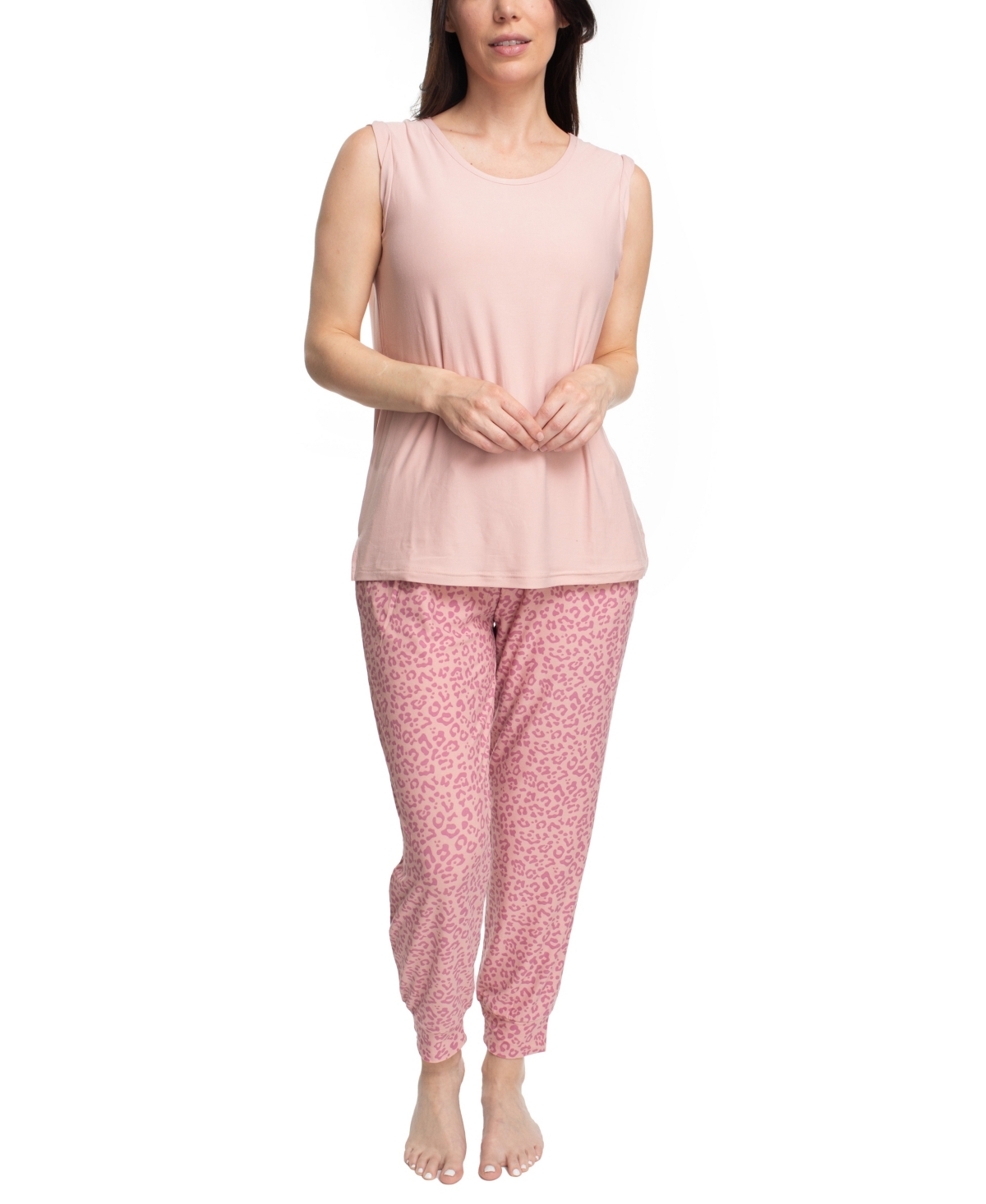 Shop Muk Luks Plus Size 2 Piece Cloud Knit And Joggers Sleep Set In Pink