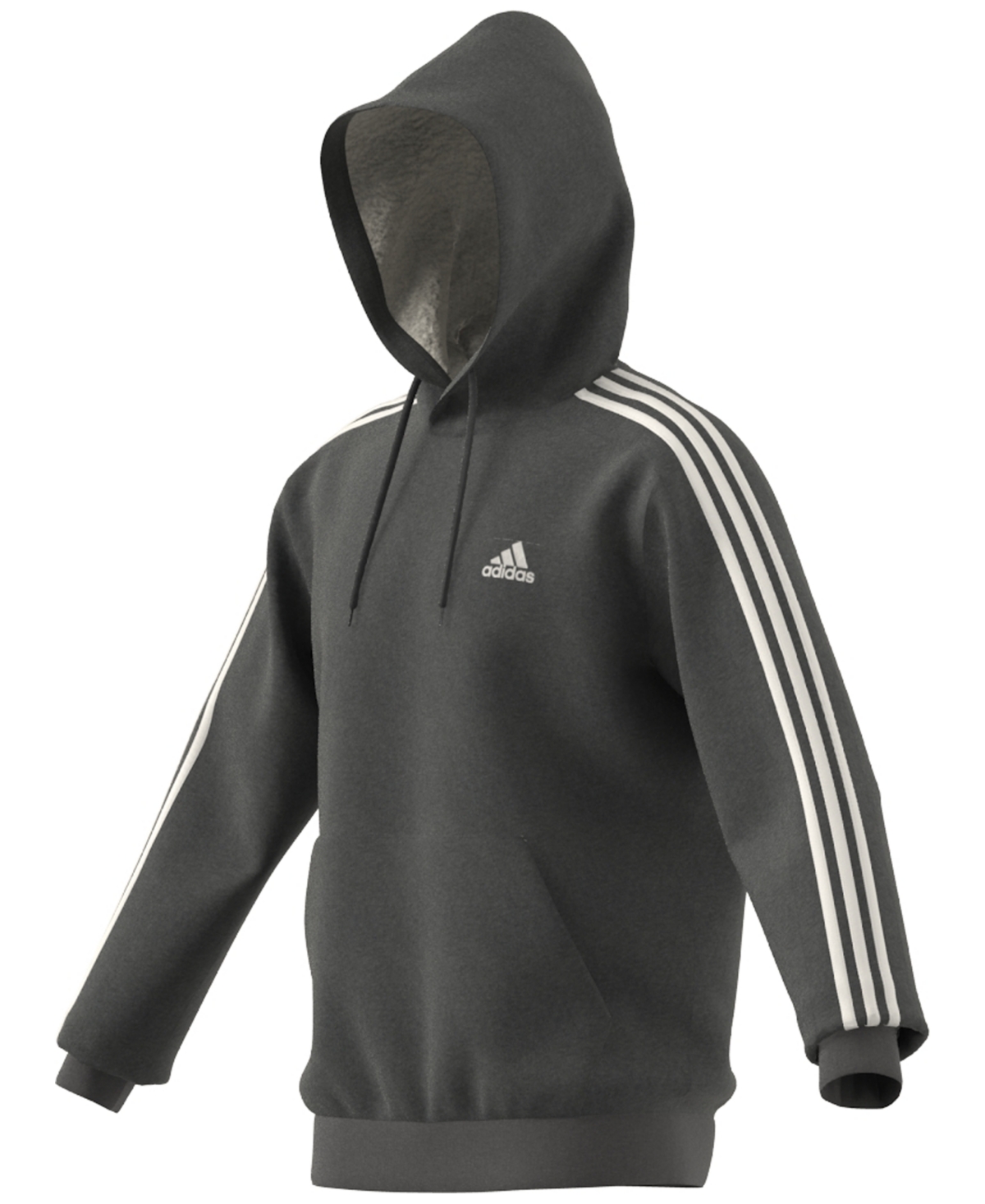 Adidas Originals Men's Essentials 3-stripes Regular-fit Fleece Hoodie, Regular & Big & Tall In Dgh,wht