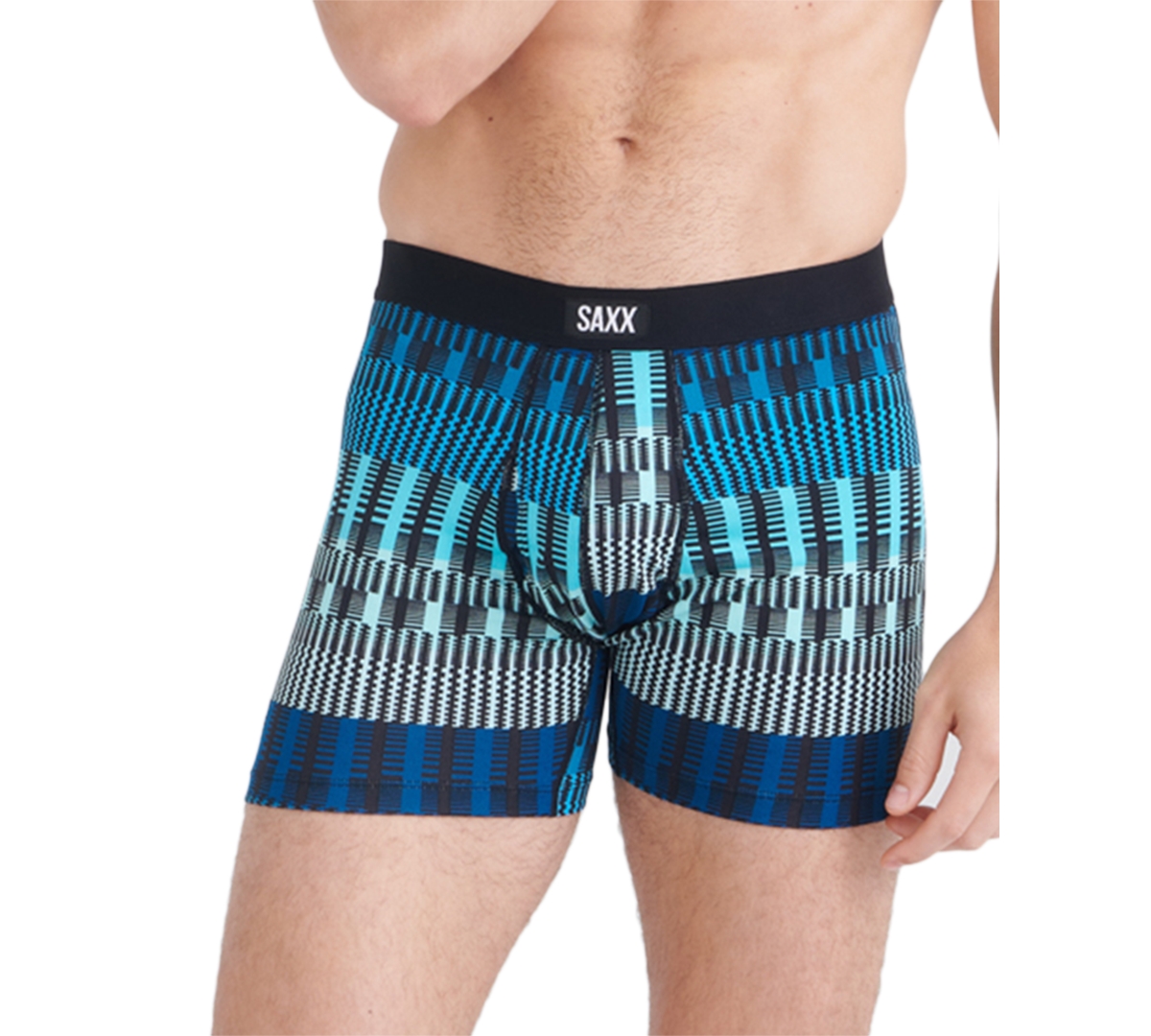 Men's Daytripper Relaxed-Fit Printed Boxer Briefs - Frequency Stripe- Teal