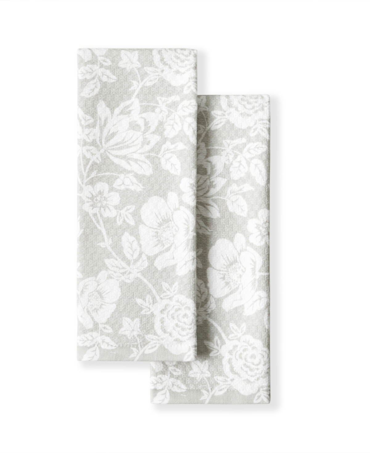 Floral Vine Dual Purpose Kitchen Towel 2-Pack Set, 16" x 28" - Gray