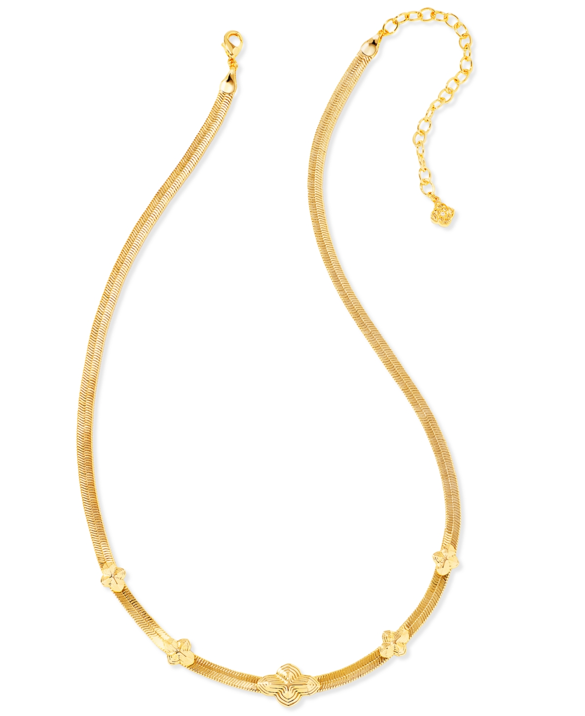 Kendra Scott Rhodium-Plated & 14kPlated Medallion-Accent Herringbone Chain Collar Necklace, + extender - Gold