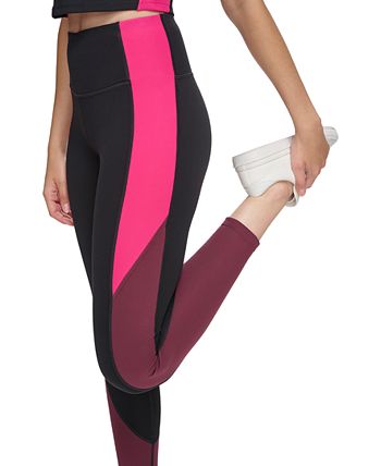 Dkny Women's Colorblocked 7/8 Length Leggings, Black/Pink, Large