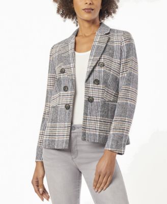 Jones New York - Women's Notched-Lapel Plaid Blazer