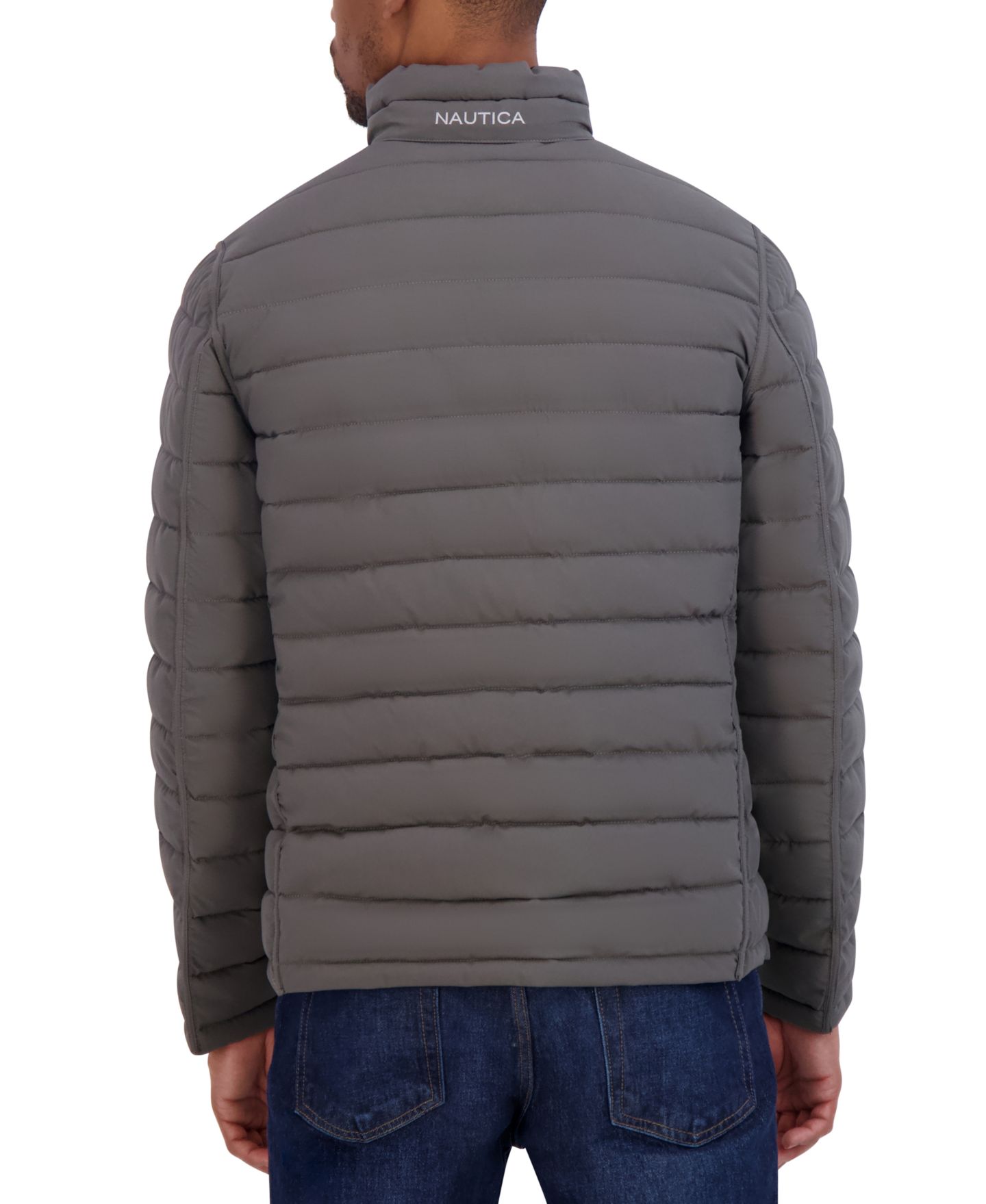 Мужская куртка Nautica Reversible Quilted Puffer, цвет: Чёрный / Серый — фото 7