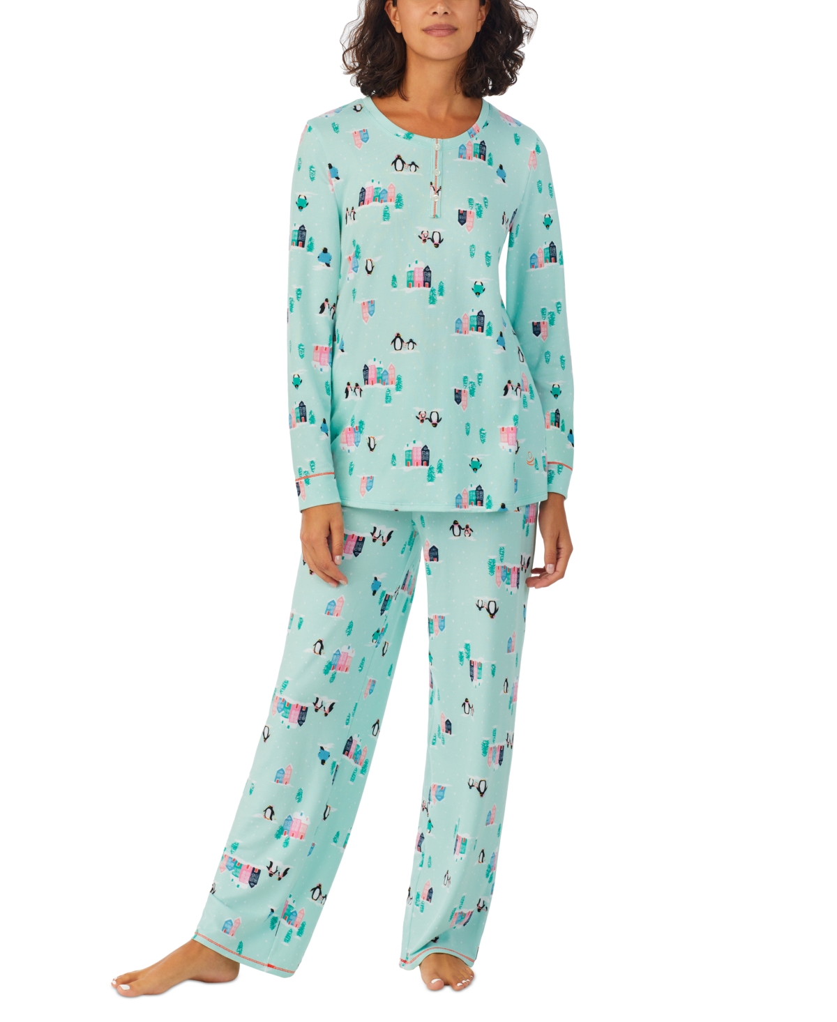 Cuddl Duds Women's 2pc. Brushed Sweater Knit Printed Longsleeve