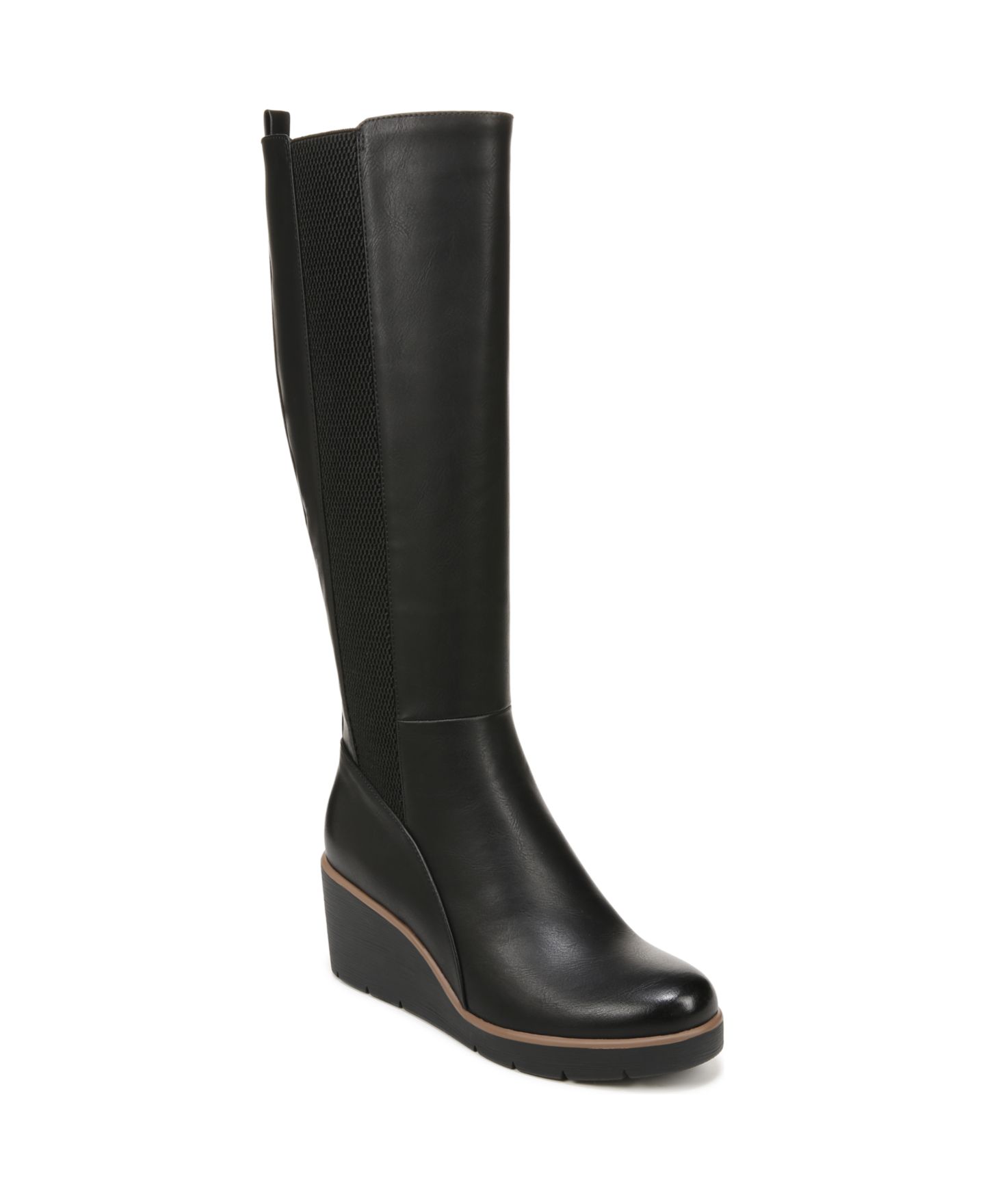 Женские ботинки Soul Naturalizer Adrian Knee High Wedge Boots, Regular & Wide Calf, цвет: Чёрная искусственная кожа — фото 1