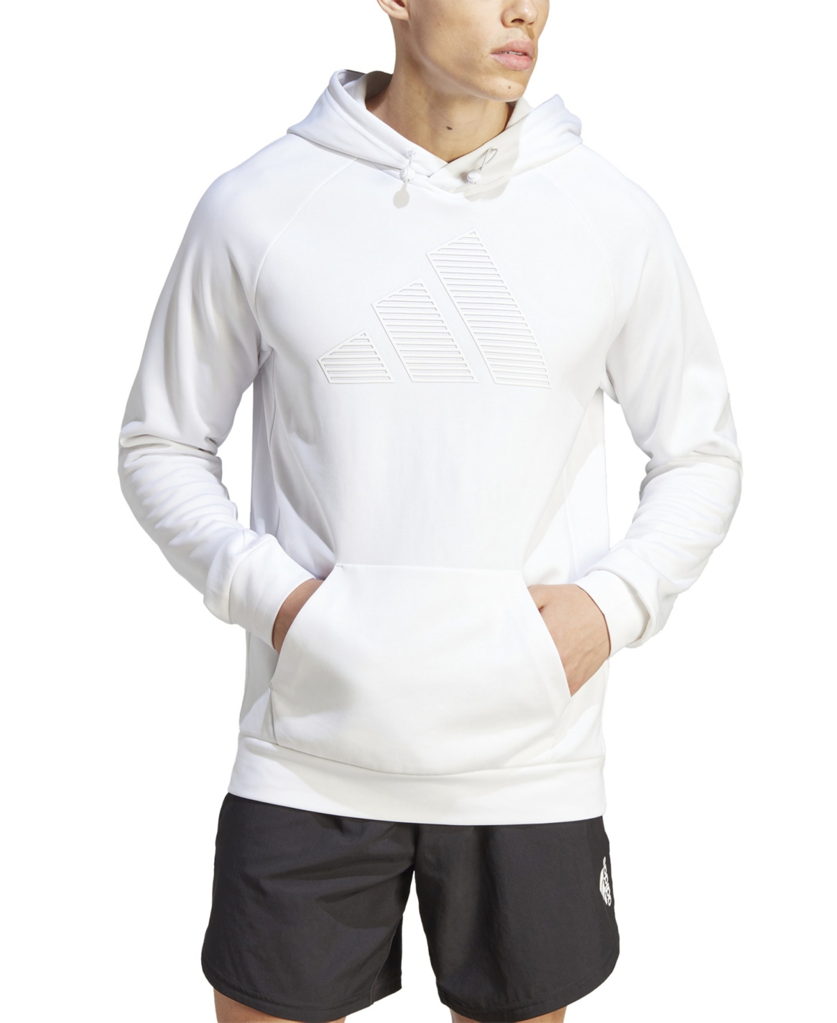 Adidas Originals Men's Game & Go Big Logo Moisture-wicking Training Fleece Hoodie In White