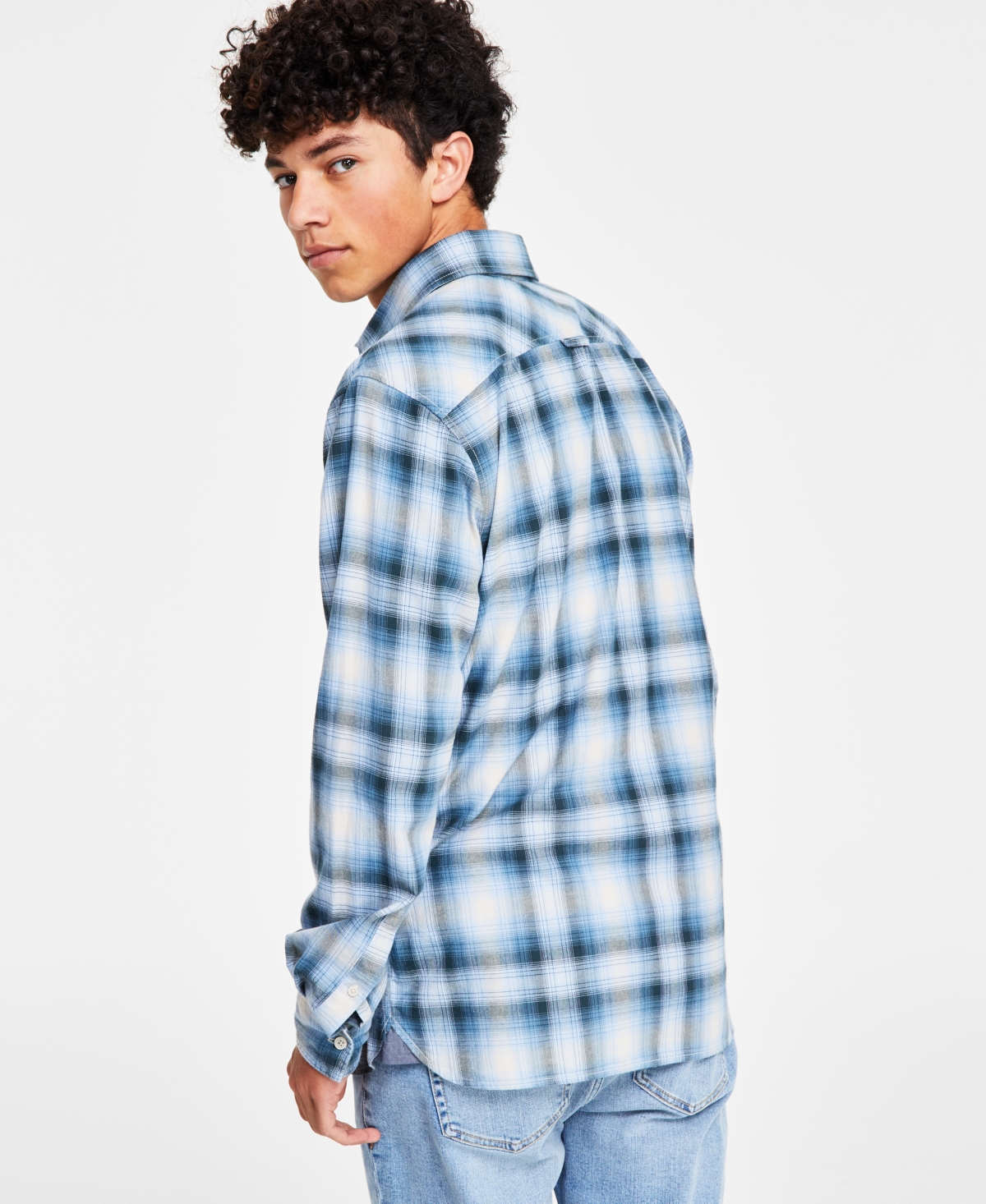 Shop Sun + Stone Men's Davis Regular-fit Plaid Button-down Shirt, Created For Macy's In Hydrogen