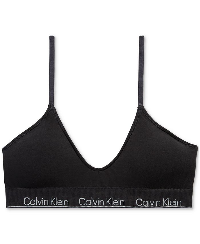 Calvin Klein Womens Zip Back Lazer-Logo Bralette Bra Black QF4195 Size  Small NWT