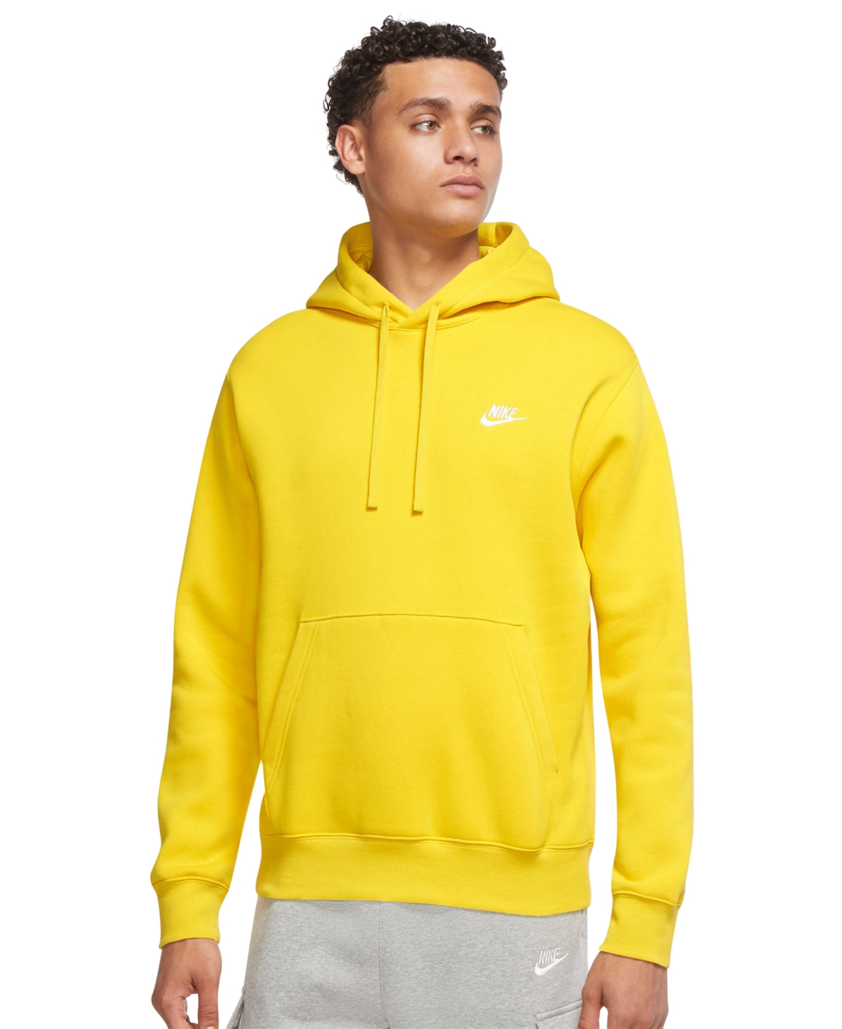 Shop Nike Men's Sportswear Club Fleece Pullover Hoodie In Lightening,lightening,white