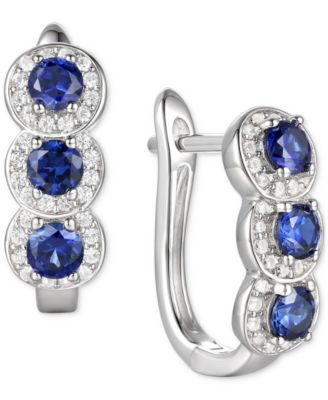 Lab-Grown Opal (1/4 ct. t.w.) & Lab-Grown White Sapphire (1/4 ct. t.w.) Triple Halo Leverback Earrings in 14k Rose Gold-Plated Sterling Silver (Also in Lab-Grown Sapphire & Lab-Grown Ruby)