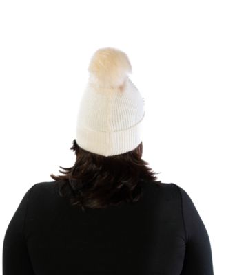 Imitation Pearl Flower Pom Beanie