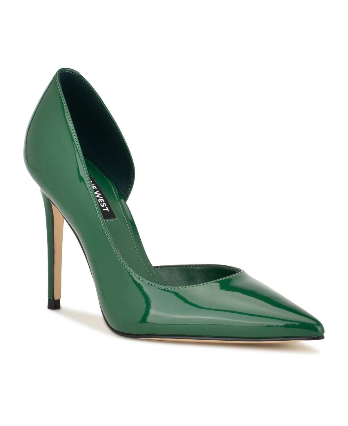 Nine West Women's Folowe Stiletto Pointy Toe Dress Pumps In Green- Faux Patent Leather