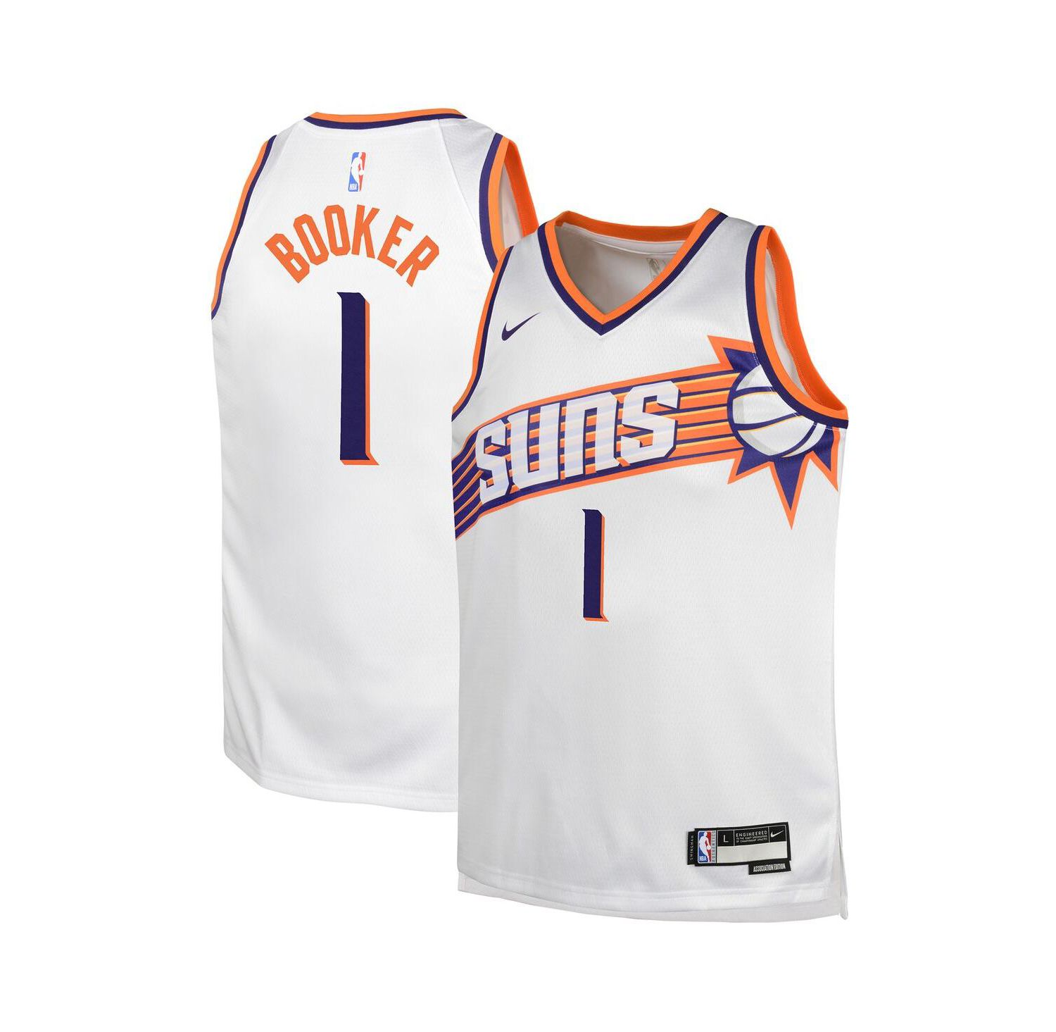 Big Boys Devin Booker White Phoenix Suns Swingman Jersey - Association