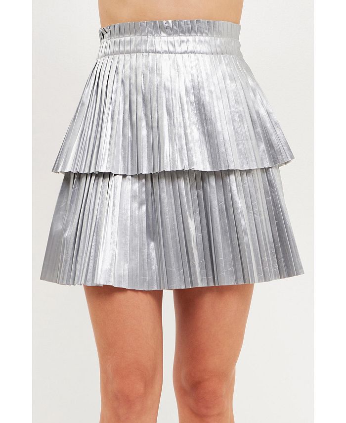 endless rose Women's Shiny Pu Pleated Mini Skirt - Macy's