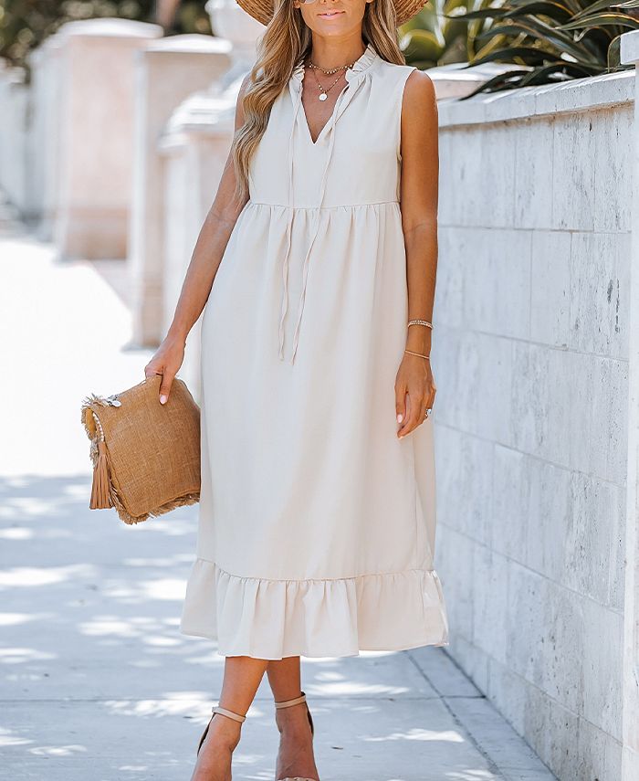 CUPSHE Women's Blushing Pink Tie Neck Midi Cover Up Dress Macy's