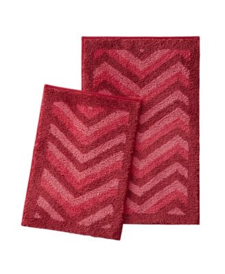 2 Piece Ultra Soft Non-Slip Shaggy Bath Rug - Chevron Design - Large & Small
