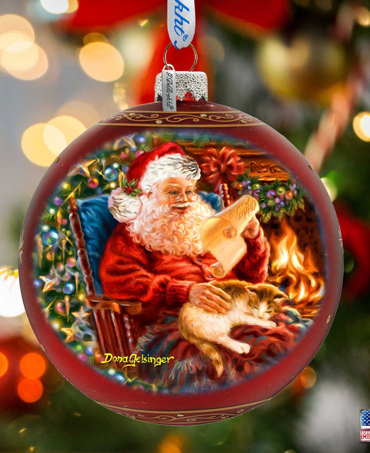 Designocracy House Warming Santa Large Holiday Glass Collectible Ornaments D. Gelsinger In Multi Color
