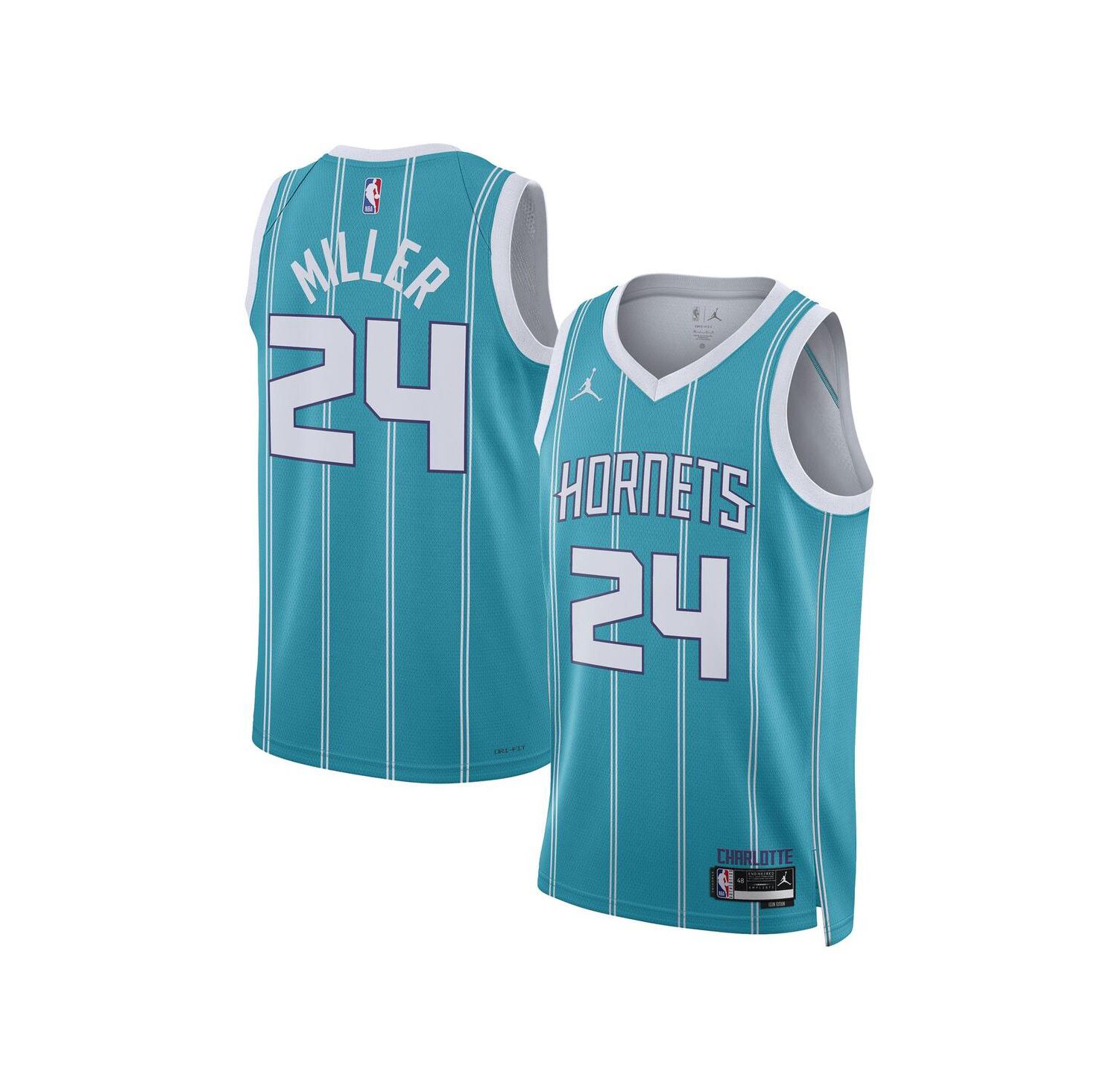 Men's and Women's Brandon Miller Teal Charlotte Hornets 2023 NBA Draft Swingman Jersey - Icon Edition
