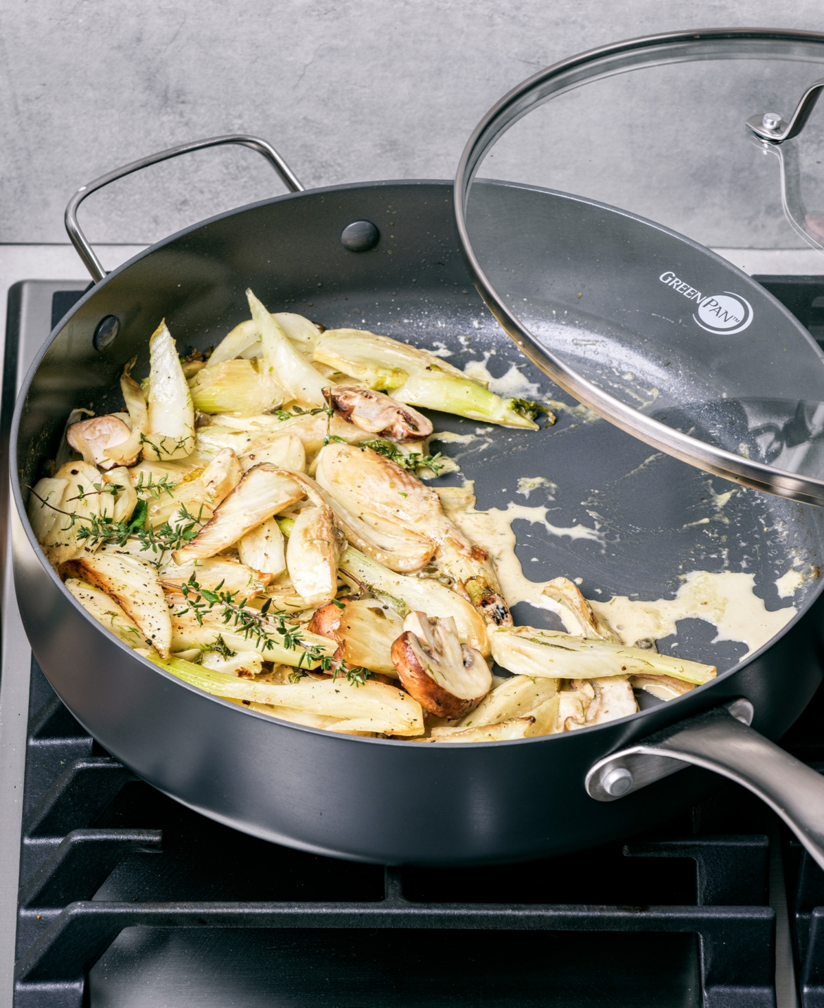 Greenpan Canterbury Healthy Ceramic 5 Quart Nonstick Saute Pan With Lid In Black