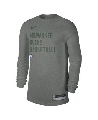 Men's and Women's Heather Gray Milwaukee Bucks 2023/24 Legend On-Court Practice Long Sleeve T-shirt