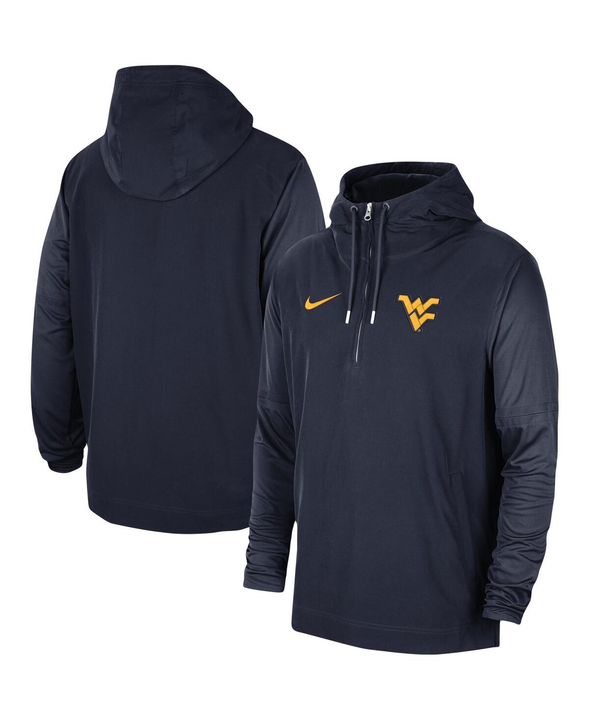 Shop Nike Men's  Navy West Virginia Mountaineers 2023 Coach Half-zip Hooded Jacket