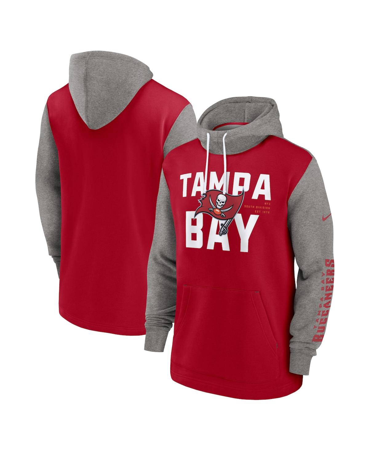 Nike Men's  Red Tampa Bay Buccaneers Fashion Color Block Pullover Hoodie