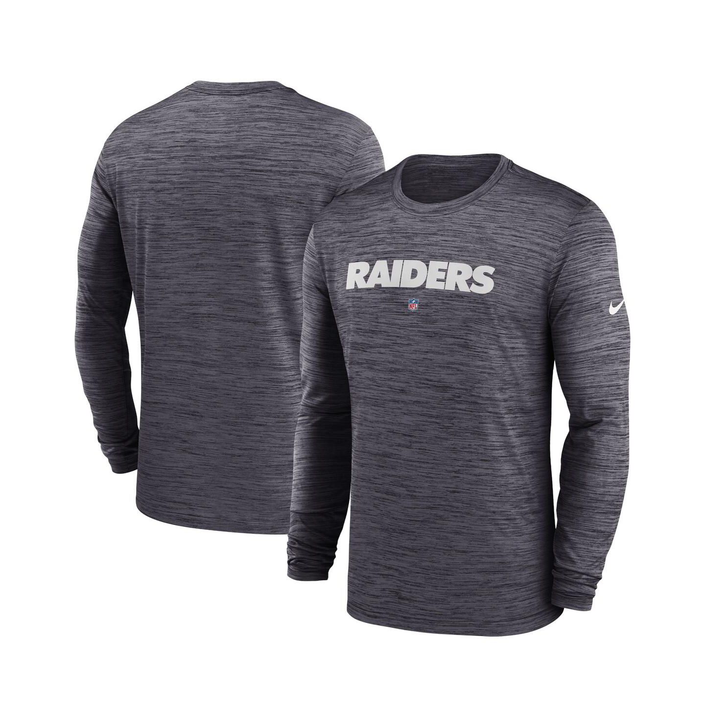 Мужская футболка Nike Black Las Vegas Raiders Sideline Team Velocity Performance Long Sleeve — фото 1