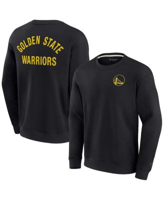 Men's and Women's Black Golden State Warriors Super Soft Fleece Oversize Arch Crew Pullover Sweatshirt