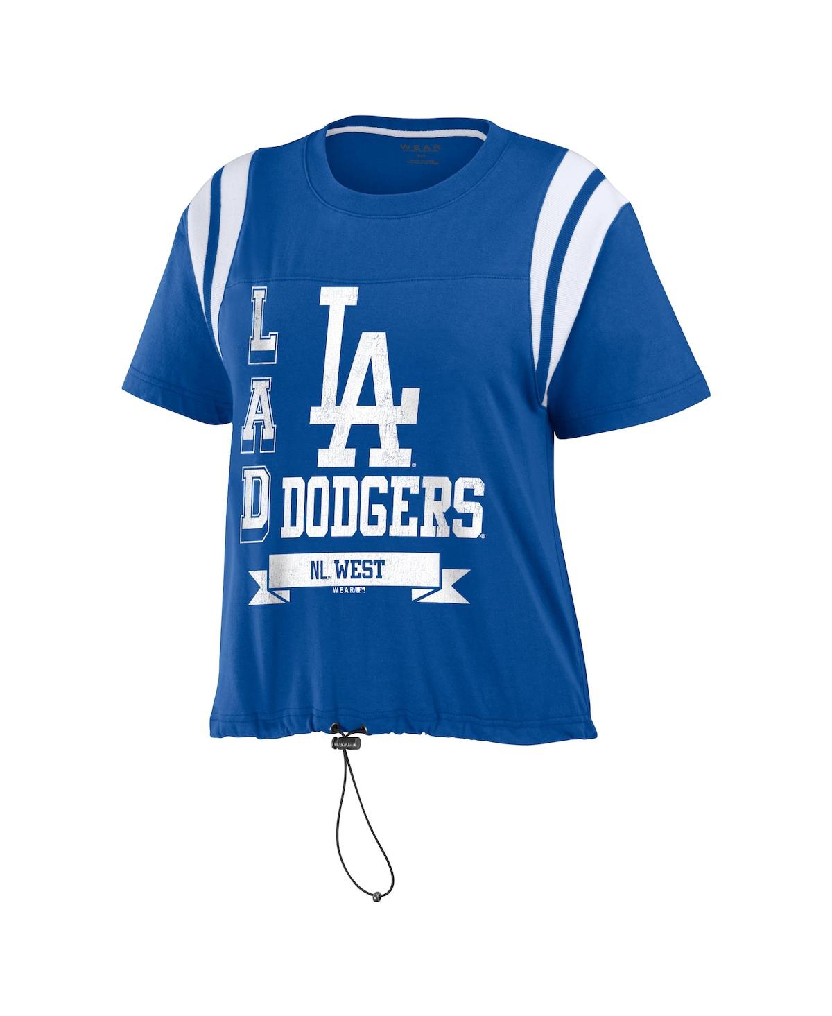 Shop Wear By Erin Andrews Women's  Royal Los Angeles Dodgers Cinched Colorblock T-shirt