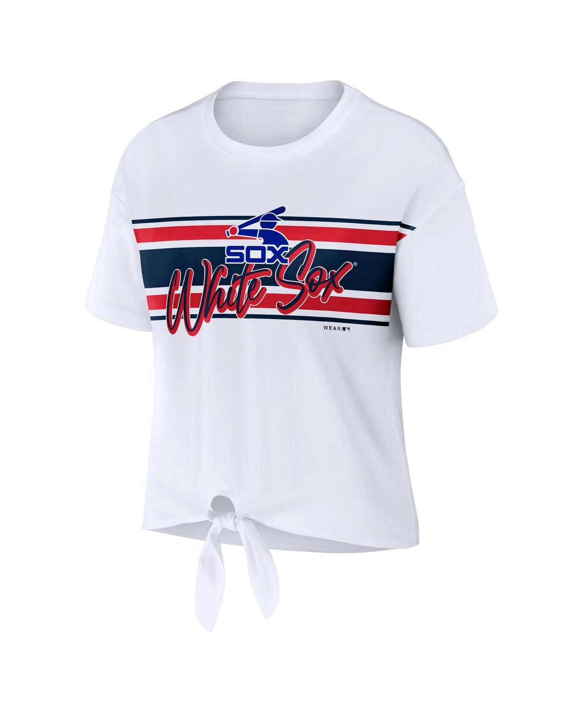 Shop Wear By Erin Andrews Women's  White Chicago White Sox Front Tie T-shirt