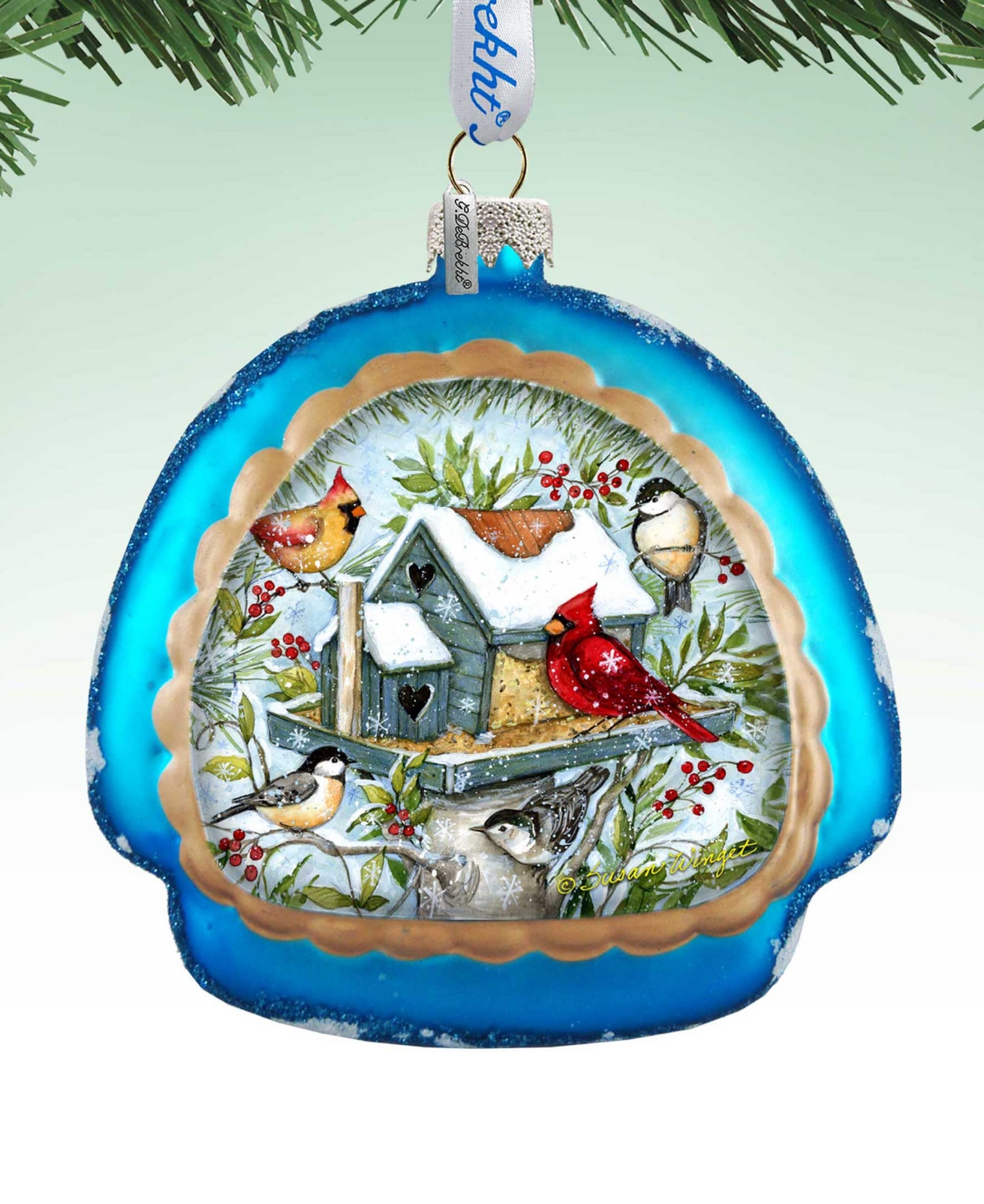 Shop Designocracy Winter Cardinals Rainbow Christmas Mercury Glass Ornaments S. Winget In Multi Color