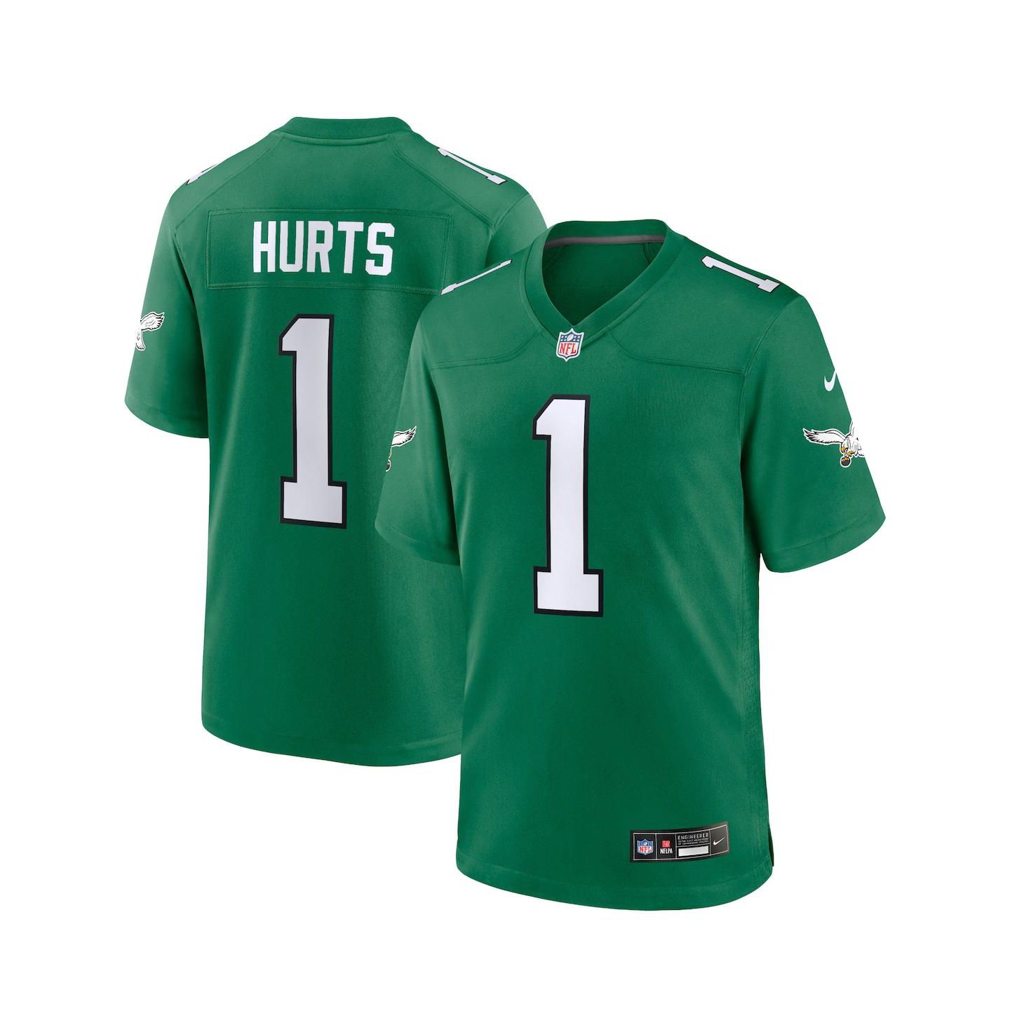 Детская игровая джерси Nike Jalen Hurts Philadelphia Eagles Alternate, цвет: Зелёный — фото 1