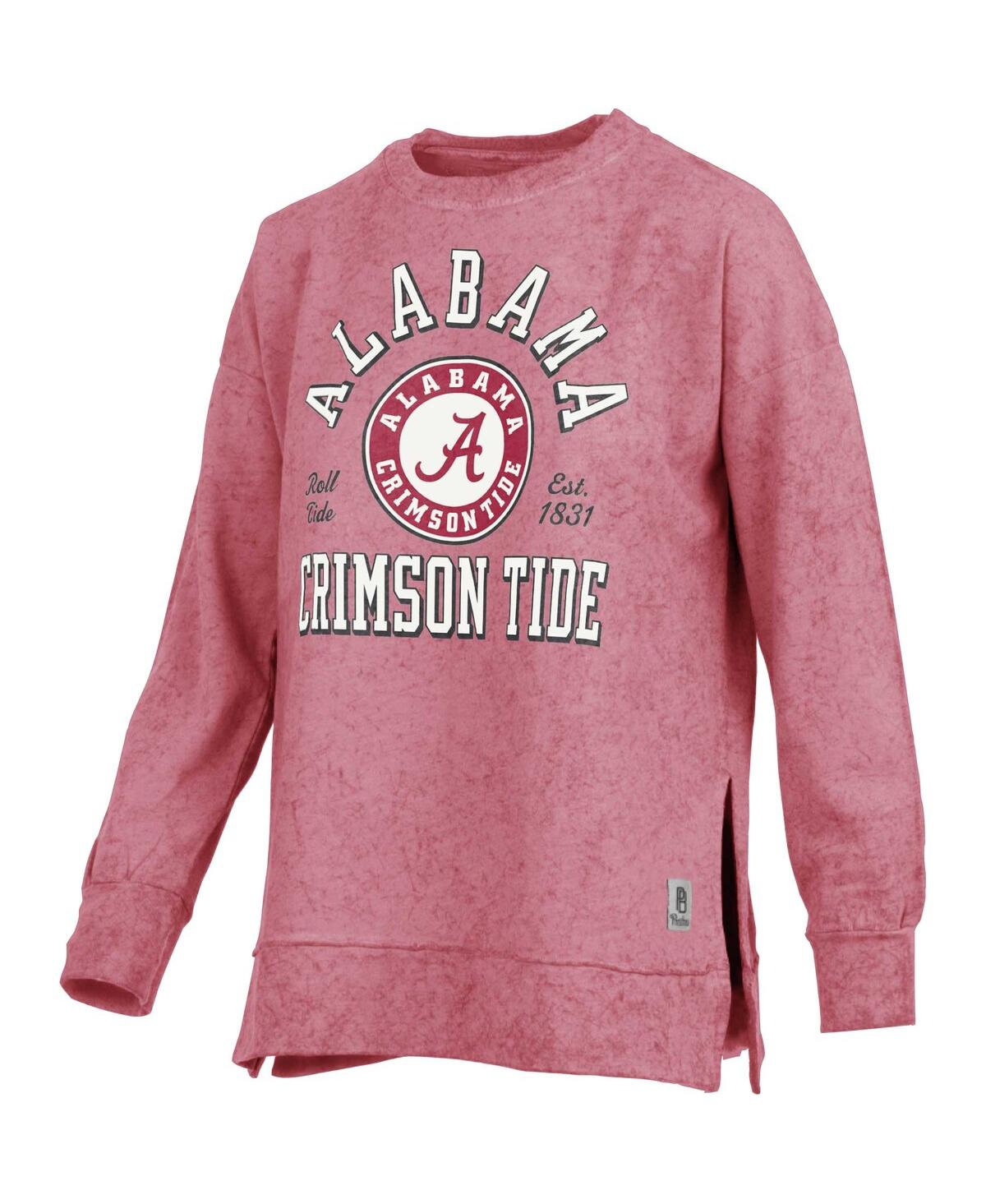 PRESSBOX WOMEN'S PRESSBOX CRIMSON ALABAMA CRIMSON TIDE SUN WASHED BISHOP PULLOVER SWEATSHIRT 