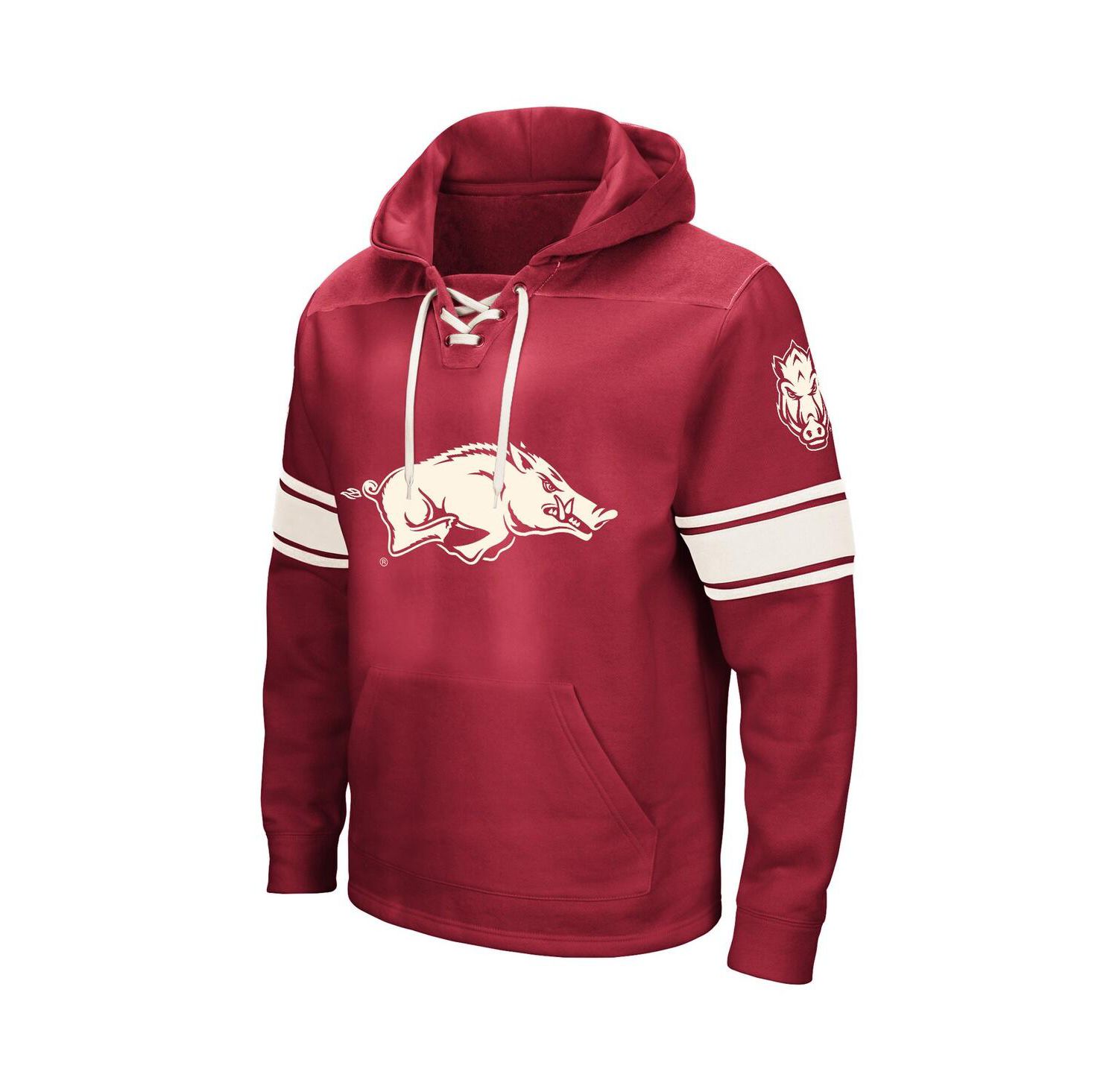Men's Cardinal Arkansas Razorbacks Big and Tall Hockey Lace-Up Pullover Hoodie
