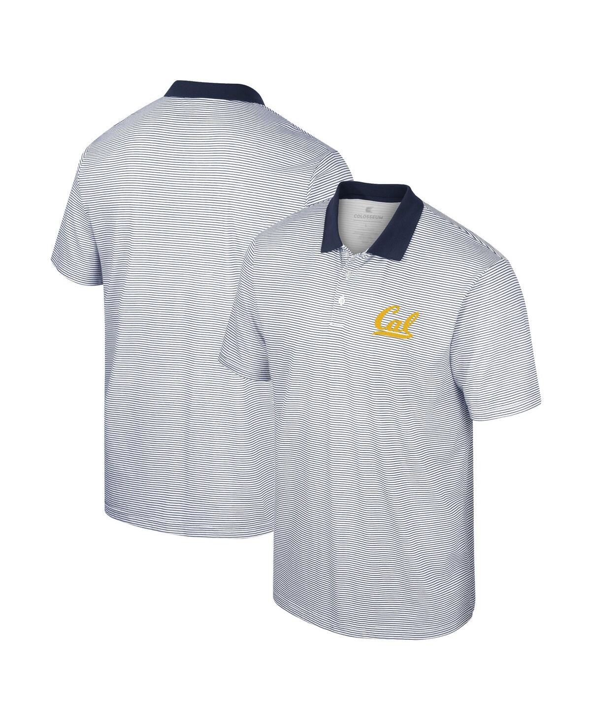 Shop Colosseum Men's  White, Navy Cal Bears Print Stripe Polo Shirt In White,navy