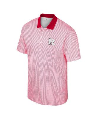 Men's White, Scarlet Rutgers Scarlet Knights Print Stripe Polo Shirt