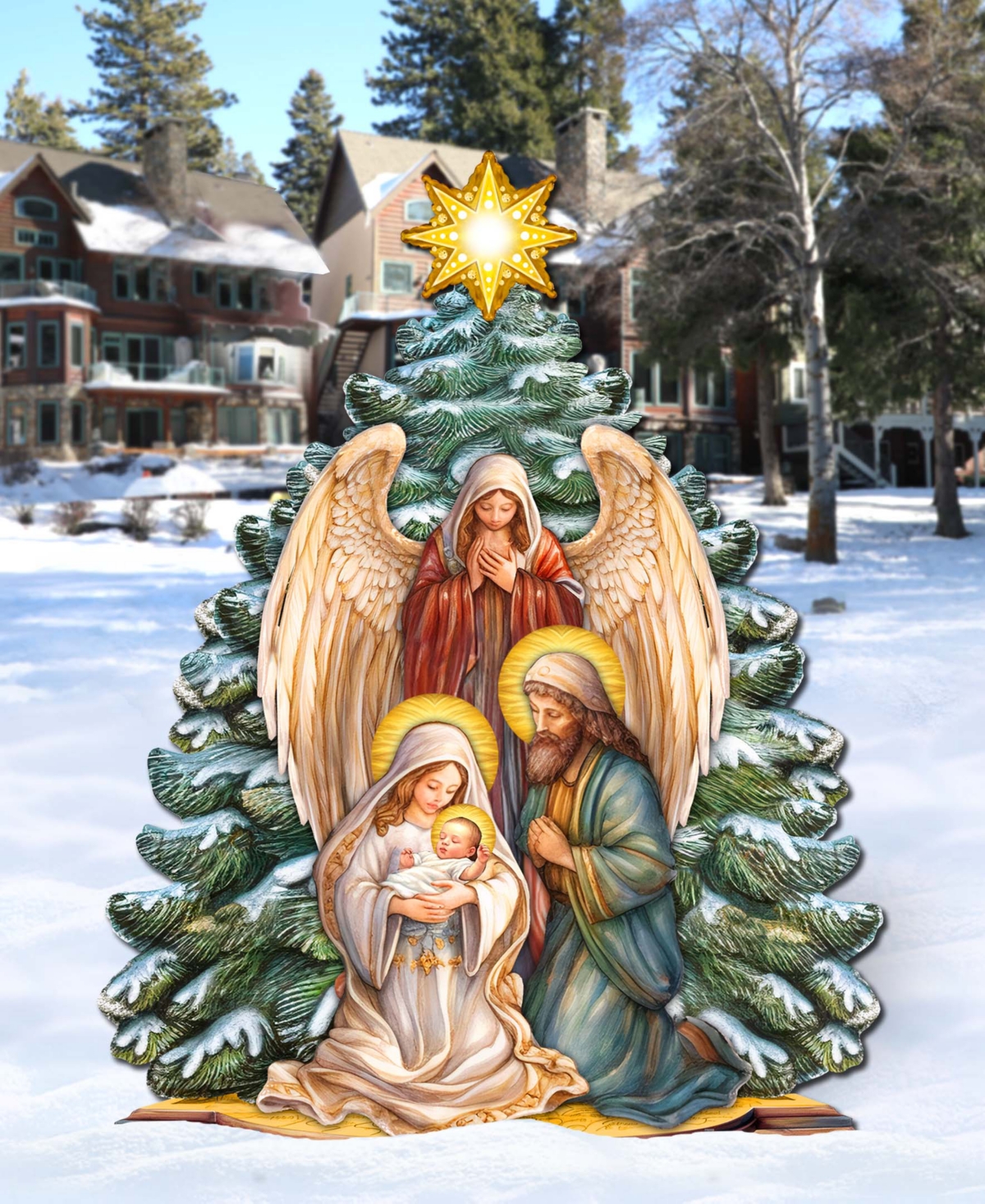 Designocracy Holy Family Nativity 32" Outdoor Holiday Lawn Decor G. Debrekht In Multi Color