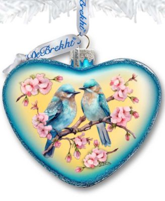 Blooming Love Heart Christmas Mercury Glass Ornaments G. DeBrekht