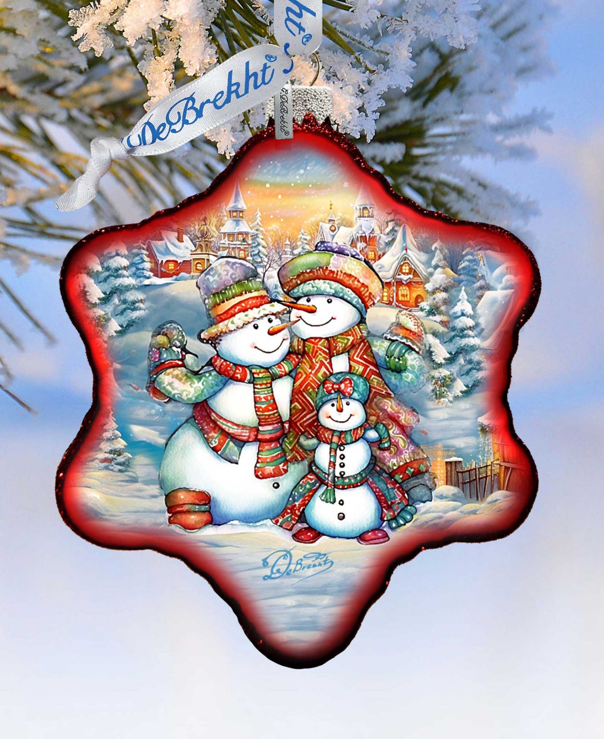 Designocracy Cheerful Snowmen Snowflake Mercury Christmas Glass Ornaments G. Debrekht In Multi Color