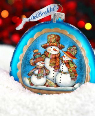 Snowman Family Rainbow Mercury Glass Christmas Ornaments G. DeBrekht