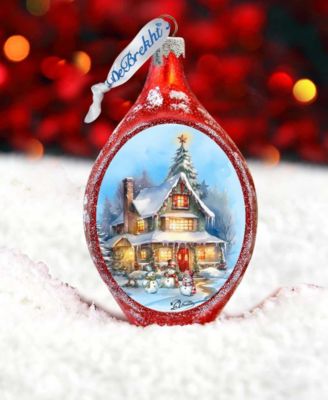 Christmas Cottage Drop Holiday Mercury Glass Ornaments G. DeBrekht
